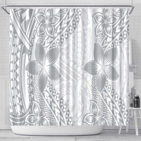 Lotu Tamaiti White Sunday Shower Curtain Pacific Plumeria Flowers - White Version