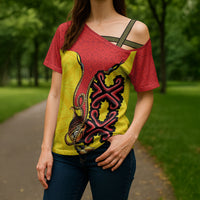 Personalised Papua New Guinea Oro Necklace Cross Shoulder Shirt Gold Melanesia Traditional Pattern