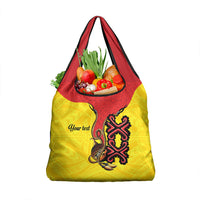 Personalised Papua New Guinea Oro Necklace Grocery Bag Gold Melanesia Traditional Pattern