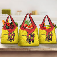 Personalised Papua New Guinea Oro Necklace Grocery Bag Gold Melanesia Traditional Pattern