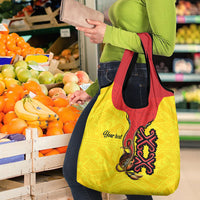 Personalised Papua New Guinea Oro Necklace Grocery Bag Gold Melanesia Traditional Pattern
