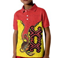 Personalised Papua New Guinea Oro Necklace Kid Polo Shirt Gold Melanesia Traditional Pattern