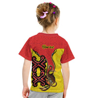 Personalised Papua New Guinea Oro Necklace Kid T Shirt Gold Melanesia Traditional Pattern