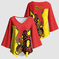 Personalised Papua New Guinea Oro Necklace Kimono Sleeve Blouse Gold Melanesia Traditional Pattern