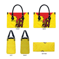 Personalised Papua New Guinea Oro Necklace Leather Bag Gold Melanesia Traditional Pattern