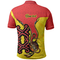 Personalised Papua New Guinea Oro Necklace Polo Shirt Gold Melanesia Traditional Pattern