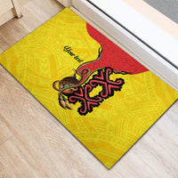 Personalised Papua New Guinea Oro Necklace Rubber Doormat Gold Melanesia Traditional Pattern