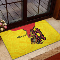 Personalised Papua New Guinea Oro Necklace Rubber Doormat Gold Melanesia Traditional Pattern