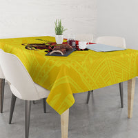 Personalised Papua New Guinea Oro Necklace Tablecloth Gold Melanesia Traditional Pattern