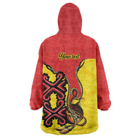 Personalised Papua New Guinea Oro Necklace Wearable Blanket Hoodie Gold Melanesia Traditional Pattern