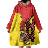 Personalised Papua New Guinea Oro Necklace Wearable Blanket Hoodie Gold Melanesia Traditional Pattern