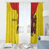 Personalised Papua New Guinea Oro Necklace Window Curtain Gold Melanesia Traditional Pattern