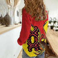 Personalised Papua New Guinea Oro Necklace Women Casual Shirt Gold Melanesia Traditional Pattern