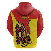 Personalised Papua New Guinea Oro Necklace Zip Hoodie Gold Melanesia Traditional Pattern