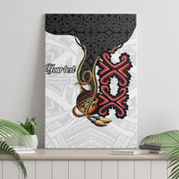 Personalised Papua New Guinea Oro Necklace Canvas Wall Art Black Melanesia Traditional Pattern