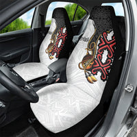 Personalised Papua New Guinea Oro Necklace Car Seat Cover Black Melanesia Traditional Pattern