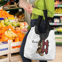 Personalised Papua New Guinea Oro Necklace Grocery Bag Black Melanesia Traditional Pattern