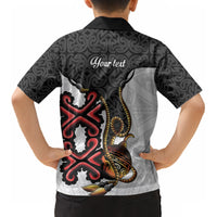 Personalised Papua New Guinea Oro Necklace Kid Hawaiian Shirt Black Melanesia Traditional Pattern