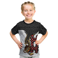Personalised Papua New Guinea Oro Necklace Kid T Shirt Black Melanesia Traditional Pattern