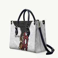 Personalised Papua New Guinea Oro Necklace Leather Bag Black Melanesia Traditional Pattern