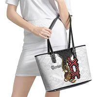 Personalised Papua New Guinea Oro Necklace Leather Tote Bag Black Melanesia Traditional Pattern