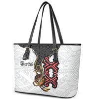 Personalised Papua New Guinea Oro Necklace Leather Tote Bag Black Melanesia Traditional Pattern