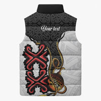 Personalised Papua New Guinea Oro Necklace Sleeveless Puffer Jacket Black Melanesia Traditional Pattern