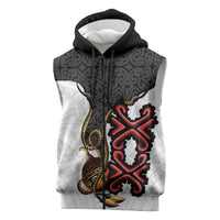 Personalised Papua New Guinea Oro Necklace Sleeveless Zip Hoodie Black Melanesia Traditional Pattern