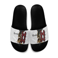 Personalised Papua New Guinea Oro Necklace Slide Sandals Black Melanesia Traditional Pattern