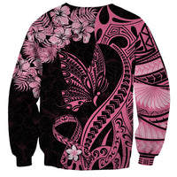 Polynesian Floral Butterfly Sweatshirt Breast Cancer Pink Ribbon LT9 - Polynesian Pride