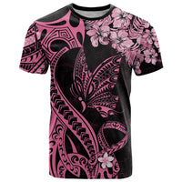 Polynesian Floral Butterfly T Shirt Breast Cancer Pink Ribbon LT9 Pink - Polynesian Pride