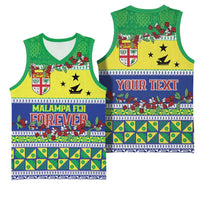 Personalised Malampa Fiji Forever Basketball Jersey Tagimoucia Polynesian Sand Drawing - Polynesian Pride