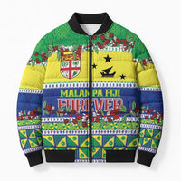 Personalised Malampa Fiji Forever Bomber Puffer Jacket Tagimoucia Polynesian Sand Drawing - Polynesian Pride