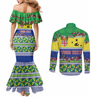 Personalised Malampa Fiji Forever Couples Matching Mermaid Dress and Long Sleeve Button Shirt Tagimoucia Polynesian Sand Drawing - Polynesian Pride