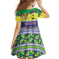 Personalised Malampa Fiji Forever Kid Short Sleeve Dress Tagimoucia Polynesian Sand Drawing - Polynesian Pride