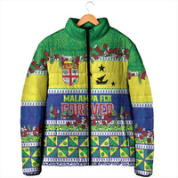 Personalised Malampa Fiji Forever Padded Jacket Tagimoucia Polynesian Sand Drawing - Polynesian Pride