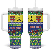 Personalised Malampa Fiji Forever Tumbler With Handle Tagimoucia Polynesian Sand Drawing - Polynesian Pride