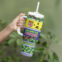 Personalised Malampa Fiji Forever Tumbler With Handle Tagimoucia Polynesian Sand Drawing - Polynesian Pride