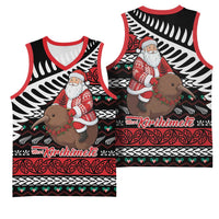 New Zealand Kiwi Santa Christmas Basketball Jersey He Wairua Kirihimete - Polynesian Pride