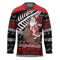 New Zealand Kiwi Santa Christmas Hockey Jersey He Wairua Kirihimete LT9 Unisex Black - Polynesian Pride