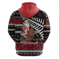 New Zealand Kiwi Santa Christmas Zip Hoodie He Wairua Kirihimete - Polynesian Pride