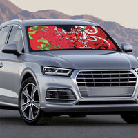 Personalised New Zealand Koru Pohutukawa Auto Sun Shade Meri Kirihimete Aroha for Christmas - Polynesian Pride