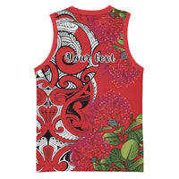 Personalised New Zealand Koru Pohutukawa Basketball Jersey Meri Kirihimete Aroha for Christmas - Polynesian Pride