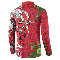 Personalised New Zealand Koru Pohutukawa Button Sweatshirt Meri Kirihimete Aroha for Christmas - Polynesian Pride