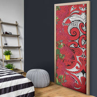 Personalised New Zealand Koru Pohutukawa Door Cover Meri Kirihimete Aroha for Christmas - Polynesian Pride