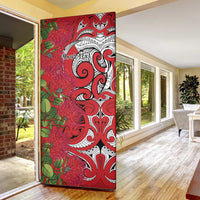 Personalised New Zealand Koru Pohutukawa Door Cover Meri Kirihimete Aroha for Christmas - Polynesian Pride