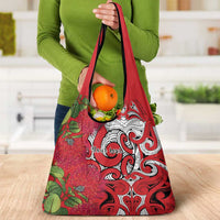 Personalised New Zealand Koru Pohutukawa Grocery Bag Meri Kirihimete Aroha for Christmas - Polynesian Pride