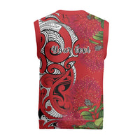 Personalised New Zealand Koru Pohutukawa Christmas Knitted V-Neck Vest Meri Kirihimete Aroha for Christmas - Polynesian Pride