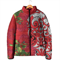 Personalised New Zealand Koru Pohutukawa Padded Jacket Meri Kirihimete Aroha for Christmas - Polynesian Pride