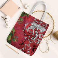 Personalised New Zealand Koru Pohutukawa Tote Bag Meri Kirihimete Aroha for Christmas LT9 White Strap One Size Red - Polynesian Pride